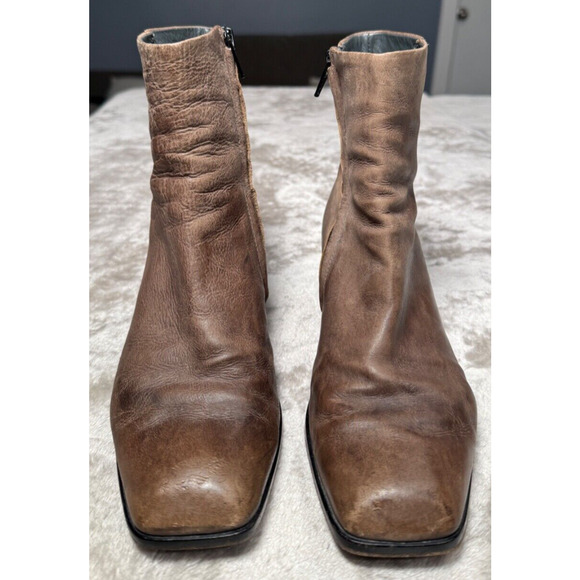 Freebird by Steven Brown Leather Square Toe Ankle Boots EU 38 Womens US 7-7.5 - Picture 2 of 8
